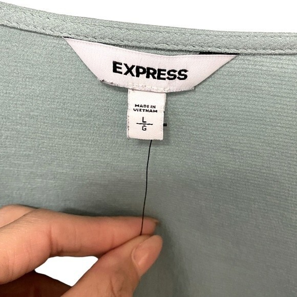 Express Sage Green Wrap Blouse - Picture 5 of 6